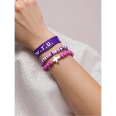 Imagem de Pulseira elástica com contas de cristal WWJD, pulseira de corda trançada ajustável, joias cristãs inspiradoras presentes para mulheres e homens, One Size, Pedra, Sem Pedra Preciosa