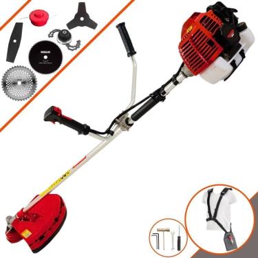 Imagem de Roçadeira Profissional Lateral Kawashima Kw52l À Gasolina 52c 2,5hp + Faca 2 Pontas 330mm + Faca 40 Dentes 255mm + Faca