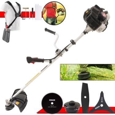 Imagem de Roçadeira Profissional Lateral Kawashima Kw52le À Gasolina 52c 2,5hp 2t + Faca 2 Pontas Duraline 330mm + Faca 80 Dentes