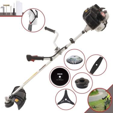 Imagem de Roçadeira Profissional Lateral Kawashima Kw43le À Gasolina 43cc 1,7hp + Faca 2 Pontas 330mm + Faca 80 Dentes 255mm + Es