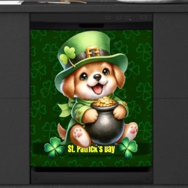 Imagem de Capa magnética para lava-louças Dia de São Patrício, capas decorativas para máquina de lavar louça, para a frente, painel magnético de geladeira, decalque para cozinha, ímã de armário, eletrodoméstico
