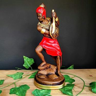 Imagem de IMAGEM EM GESSO ORIXÁ OGUM VERMELHO 30CM