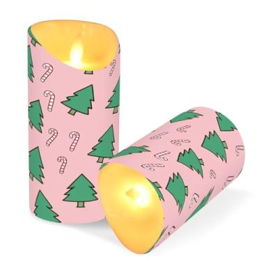 Imagem de ATTX Pacote com 2 velas de árvore de Natal sem chama – 7,6 cm x 9,9 cm de LED com controle remoto e temporizador para casa, casamento, decoração de acampamento #62