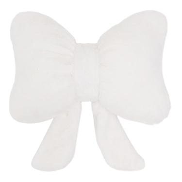 Imagem de Fenteer Almofada decorativa de pelúcia com laço, moderna e multifuncional, ideal para dormitórios, cafés, carros, camas e cadeiras, Branco
