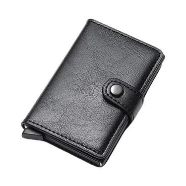 Imagem de Carteira Masculina Slim Em Couro PU Com Bloqueio RFID, Porta Dinheiro 