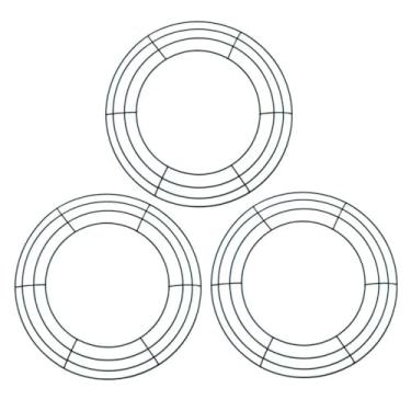 Imagem de ROERLIEN Pacote com 3 molduras de guirlanda de arame, anel verde escuro para artesanato, faça você mesmo, Natal, Ação de Graças, Halloween, decoração ao ar livre, arranjos florais de porta (35 cm)