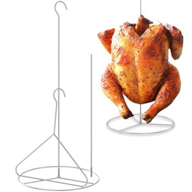 Imagem de Acessórios para fritadeira de peru, kit de fritadeira de peru de aço inoxidável, rack de frango, perus, assar, prateleira vertical, lavável na lava-louças para grelhar na cozinha