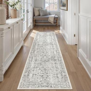 Imagem de PureCozy Tapete de corredor preto 6 cm x 35 cm lavável para corredor cozinha vintage envelhecido antiderrapante interior retrô floral quarto acento tapete longo banheiro escritório lavanderia sala de