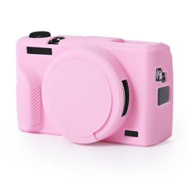 Imagem de Capa para câmera compatível com Canon G7X Mark iii, capa protetora de silicone macio rosa com tampa de lente removível resistente a arranhões acessórios para câmera para Canon G7X Mark III