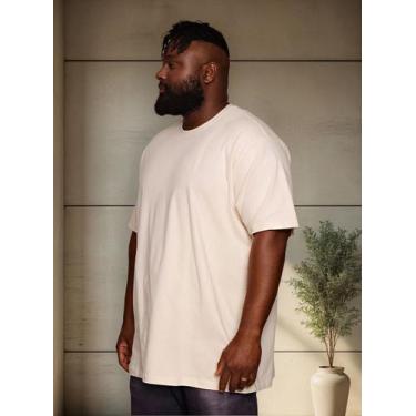 Imagem de Camiseta Masculina Plus Size - Básica Lisa G1 Ao G5 - Lishoope, Off, W