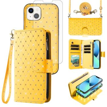 Imagem de Capa carteira compatível com iPhone 13 Mini 5,4 polegadas com zíper protetor de tela celular alça transversal flip porta-cartões capa de telefone para iPhone13mini i-Phone 13minicase i iPhone13 13mini