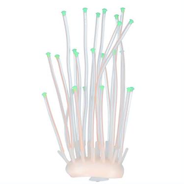 Imagem de Coral artificial, silicone luminoso de anêmona de coral ornamento de aquário aquário tanque de 2 coloros decoração (20 * 8cm)