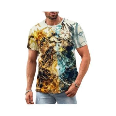 Imagem de Camiseta Oversized Masculina Naruto Anime Japonês Estampa 3D Casual Ma