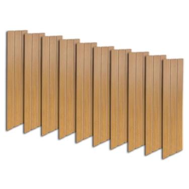 Imagem de Painel Ripado Autocolante MDF Carisma Kit 10 Ripas 45x10cm Parede Sala Quarto (Amadeirado)