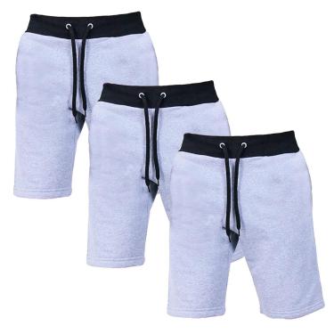 Imagem de Kit 3 Bermudas Moletom Plus Size G1 A G5 Básica Bolsos Academia-Masculino