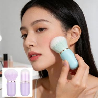 Imagem de Generic Pincel de maquiagem retrátil, pincéis de blush, para bochechas, ferramenta de maquiagem portátil de viagem, com capa para aplicação em movimento, para base líquida, creme de contorno em pó