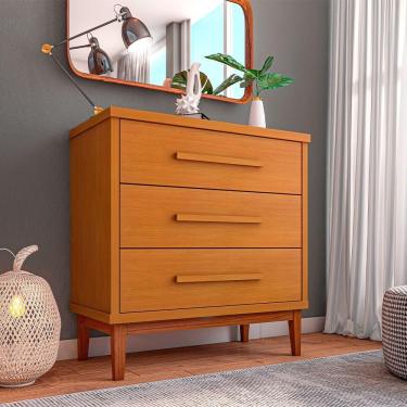 Imagem de Cômoda Para Quarto 3 Gavetas Charlotte Nature - Cor: Marrom