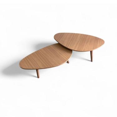 Imagem de Kit 2 Mesas De Centro Orgânicas Pés Palito Em Madeira Cor Mel