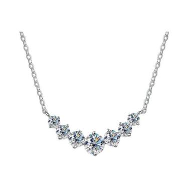 Imagem de Colar Feminino Banhado a Ouro Branco Com Moissanite Joia Fina Para Cas