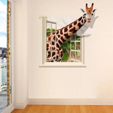 Imagem de Adesivo de parede Giraffe 3D em PVC removível para janela 60x90cm - yi
