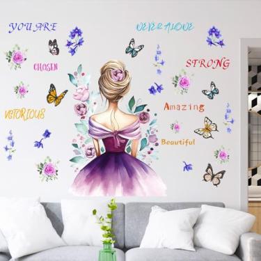 Imagem de Adesivos de parede Inspirational Girl Butterfly Floral 40x59cm - yiwei