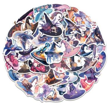 Imagem de Pacote de adesivos Magic Hat, 50 unidades com tema de chapéu de bruxa 