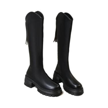 Imagem de Botas Femininas De Inverno Com Salto Alto, Cano Longo, Estilo Retrô, S