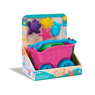 Imagem de Carriola Infantil com Acessórios Praia Diver Praia, Rosa
