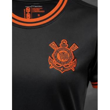Imagem de Camisa Corinthians Feminina Preto Laranja Licenciada Oficial - Coimbra