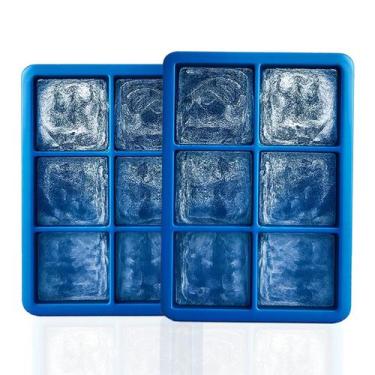 Imagem de Kit 2 Formas De Gelo Silicone Yab Azul Cubo Grande Para Whisky Drinks 