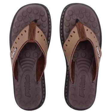 Imagem de Chinelo de Dedo Anatômico Masculino Ortopédico Antistress em Couro-Masculino