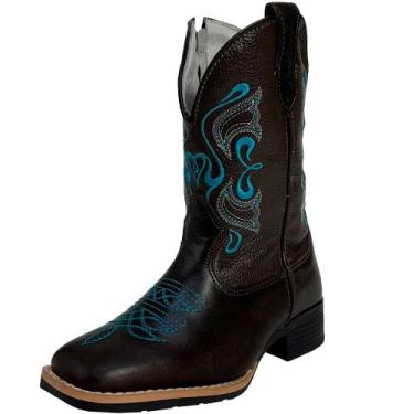 Imagem de Bota Country Infantil Feminina Turquesa Dawson, Marrom, 28