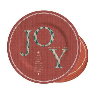 Imagem de Jogo 4 Pratos Sobremesa Natalino Joy Vermelho Cerâmica Alleanza 20cm