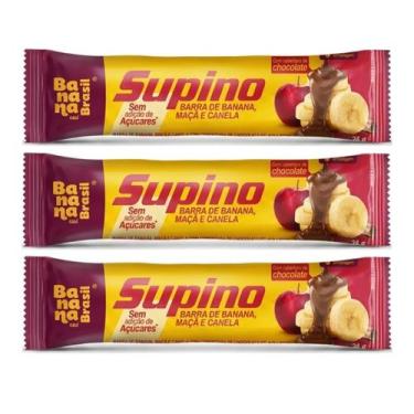 Imagem de Barra De Maça Com Chocolate Ao Leite 24g Banana Brasil Kit 3 Saudável 