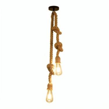 Imagem de Luminária Teto Pendente Rustico Retro Corda Dupla Sala 1.5m - INFINITY