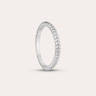 Imagem de Anel Milliá Anel Bolinhas Ródio Aro 14 Prata Feminino Joia Delicada Elegante Contemporânea