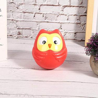 Imagem de Brinquedo de chocalho de bebê, brinquedo de educação infantil verde, mordedor vermelho bonito para bebê brincar em casa(308 Owl Tumbler Rattle Red)