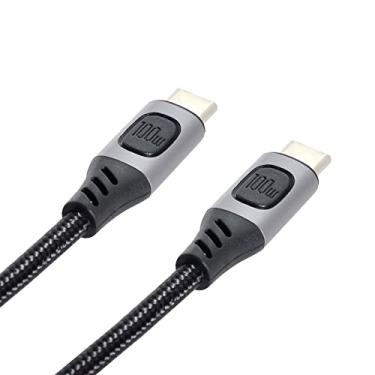 Imagem de NFHK Cabo de dados USB-C macho para macho USB 2.0 versão com suporte E-Marker 100W para laptop e telefone de 1,0 m