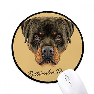 Imagem de Rottweiler feroz preto cachorro animal de estimação mouse pad desktop escritório tapete redondo para computador