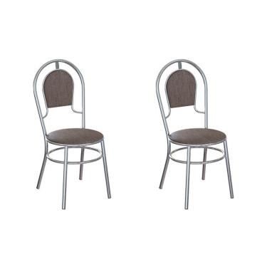 Imagem de Conjunto com 2 Cadeiras de Cozinha River Marrom e Cromado