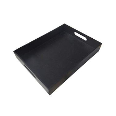 Imagem de Bandeja Café Decoração Madeira MDF Grande Preta 40x30cm