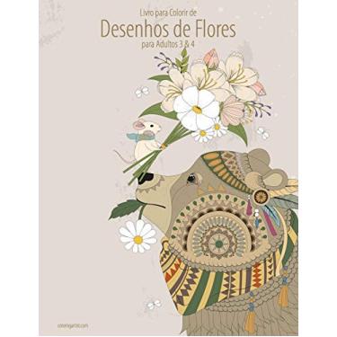 Imagem de Livro para Colorir de Desenhos de Flores para Adultos 3 & 4