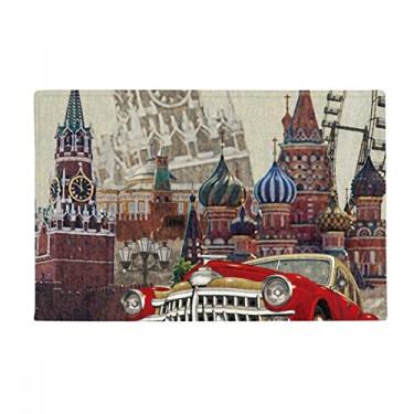 Imagem de DIYthinker Tapete vermelho clássico com ilustração de Moscow Tapete antiderrapante para porta de banheiro