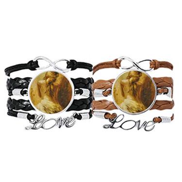 Imagem de DIYthinker Pulseira Blonde Back Babe Girl Pretty Gal pulseira de mão corda de couro conjunto duplo presente
