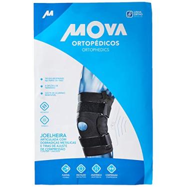 Imagem de Mova Joelheira Articulada Dobradicas Metal Tiras Ajuste - Neo - Mova - Tam P Preto P