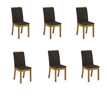 Imagem de Conjunto 6 Cadeiras Estofadas Isa Nature/Marrom Henn