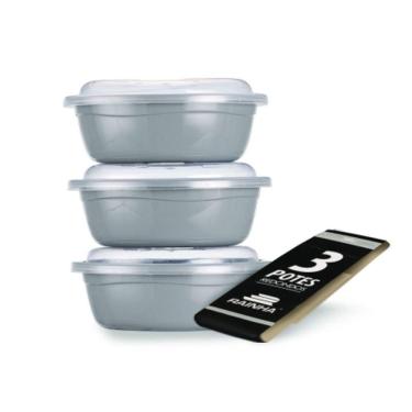 Imagem de Conjunto de 3 Potes Redondos 700 Ml- coloridos - Rainha - Kit Potes Tupperware - PANAMI