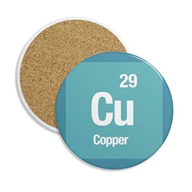 Imagem de Porta-copos de cerâmica Copper com elemento químico ciência e pedra absorvente para bebidas, presente de 2 peças