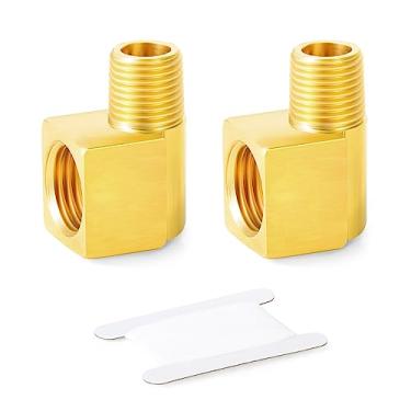 Imagem de GASHER 2 peças de linha de freio de latão encaixes de cotovelo de 90 graus 5/20.3 cm-18 roscas invertidas flare fêmea x 1/10.2 cm NPT macho União para combustível/AIR/Lquid/gás
