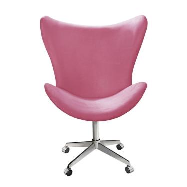 Imagem de Poltrona Alice Lisa Cadeira Egg Slim Pé Giratório com Rodinhas Recepção, Escritório Rosa